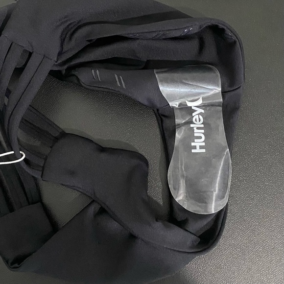 Hurley Swimwear Multi Strap Bikini Bottoms Solid Black Moderate Coverage New - Picture 7 of 8